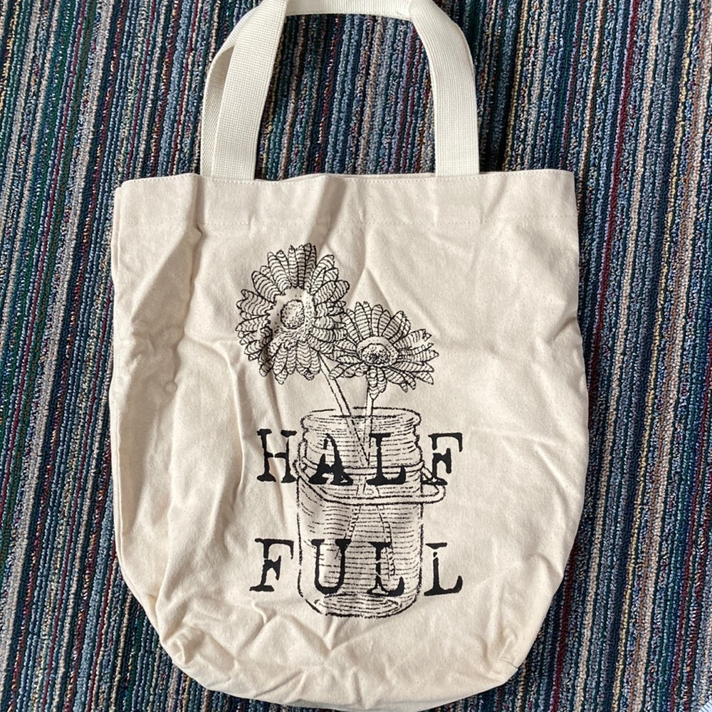 Tan Bag “Half Full” inspirational
